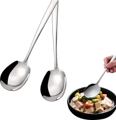 Produktbild von Famanu Servierlöffel aus Edelstahl - 2 Stück, große Löffel für Salate und Suppen