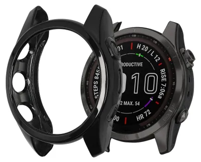 Produktbild von kwmobile Schutzhülle kompatibel mit Garmin Fenix 7S / Fenix 7S Solar - Fitness Tracker Silikon Hülle - Gehäuse Abdeckung Cover Schwarz Silber