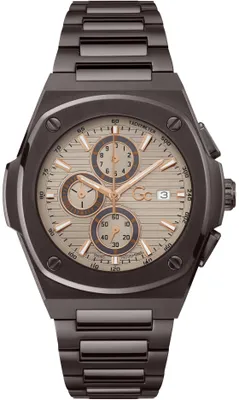Immagine prodotto di GUESS Collection Y99013G1MF GC Coussin Shape Chrono Metal Orologio da uomo beige marrone