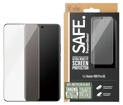 Produktbild von PanzerGlass SAFE. by ® Displayschutz m. Schwarz Rahmen Honor 400 Pro 5G | Ultra-Wide Fit, Honor, Honor - 400 Pro 5G, Trockene Anwendung, Kratzresistent, Schockresistent, Transparent, 1 Stück(e)
