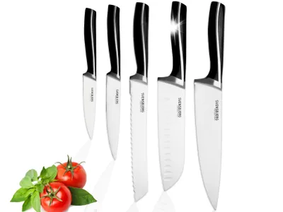 Produktbild von Svensbjerg Messer-Set, 5-tlg, Küchenmesser Set, Kochmesser, Küchenmesser Scharf, Scharfe Messer, aus Edelstahl | Obst, Gemüse, Fleisch | SB-KS301