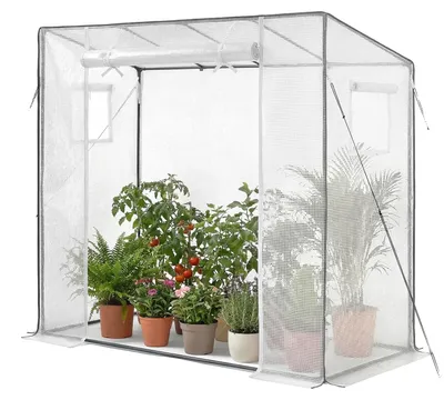 Immagine prodotto di Serra VEVOR 195x77x146/168 cm, serra in plastica, serra per pomodori con telaio in acciaio verniciato a polvere, copertura in PE, porta avvolgibile con cerniera e 2 finestre, serra per esterni
