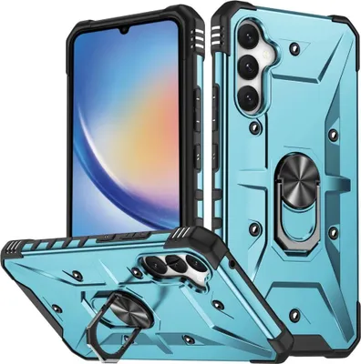 Produktbild von Samsung Galaxy A34 Hülle - Coverup Heavy Duty Back Cover mit Ring Kickstand - Hellblau
