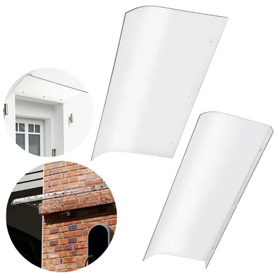 Produktbild von Fiqops Vordach 40 x 80cm Türdach Pultbogenvordach Überdachung PET Transparentes Haustür Haustürvordach