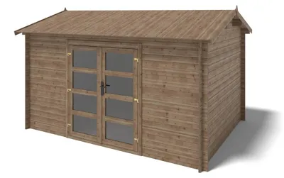 Image de Abri de jardin en bois - 12m2 - 4x3m - Traité - Ep. 28mm - Couleur: marron - DOM677 - ALTANKA
