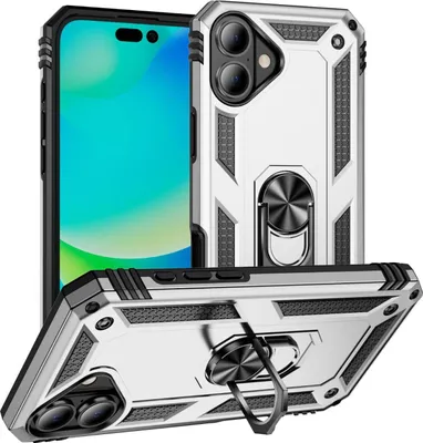 Produktbild von Mobigear Armor Ring iPhone 17 Hülle Hardcase Backcover Stoßfest mit Ringhalter - Silber