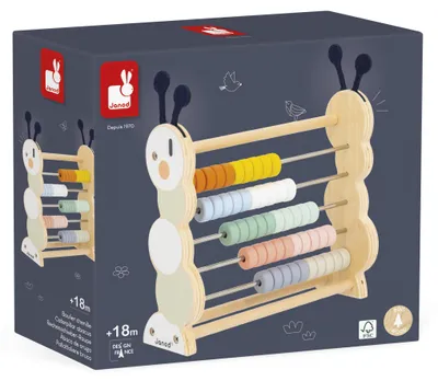 Zdjęcie produktu dla Drewniana gąsienica z liczydłem Janod - zabawka edukacyjna z drewna dla dzieci