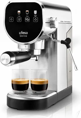 Zdjęcie produktu dla Ufesa 71706016, Ekspres do espresso, 0,9 l, Kawa mielona, 1360 W, Czarny, Stal nierdzewna