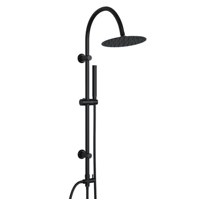 Immagine prodotto di JOHO Colonna Doccia idromassaggio Doccia Acciaio Inox Senza Miscelatore Fori Muro Regolabili Soffione Doccetta, asta doccia forma di U, D20cm Nero
