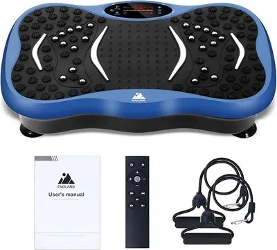 Productafbeelding van Trillingsplatform: Trillingsapparaat met 5 trainingsprogramma's en tot 99 intensiteitsniveaus, Bluetooth-luidspreker, weerstandsbanden met handgrepen voor training van het hele lichaam en lichaamsvorming