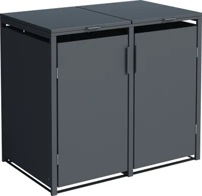 Produktbild von DEGAMO Mülltonnenbox 2er MÜNCHEN 132x80x116cm für Tonnen 120 und 240 Liter, grau