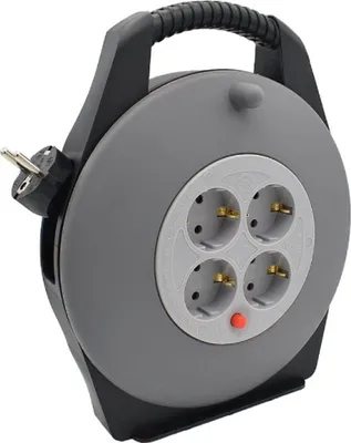 Produktbild von B-Tech Indoor Kabeltrommel 10m – Robuste Kabelrolle mit Schuko-Stecker & Thermoschutz