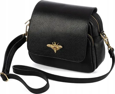 Produktbild von Italienische Leder-Damen-Messenger-Tasche Vera Pelle Schwarze Leder-Schultertasche
