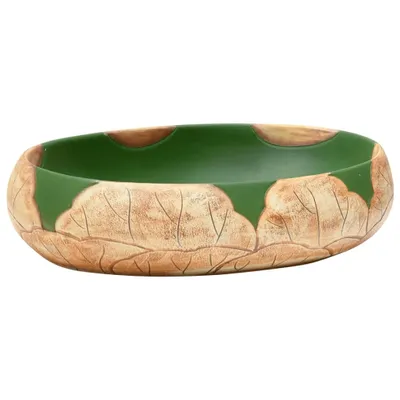 Immagine prodotto di vidaXL Lavabo da appoggio verde e marrone ovale 59x40x15 cm in Vetroceramica