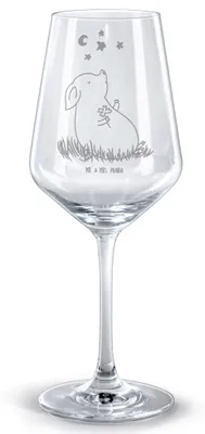 Produktbild von Mr. & Mrs. Panda Weinglas Schwein Glück - Transparent - Geschenk, Sterne, Träume, Rotwein Glas, Kelch, Motivation, für, Rotweinglas mit Gravur, Glücksbringer, Ziele