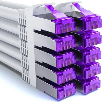 Produktbild von deleyCON 10x 1m CAT7 Netzwerkkabel - 10 Gigabit - RJ45 Patchkabel Ethernet Kabel (Kupfer, SFTP PiMF Schirmung) - LAN DSL Switch Modem Router Patchpanel CAT7 CAT6 CAT5 - Weiß