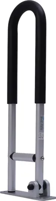 Obrázok produktu pre Bezpečnostná madla na toaletu – sklopná oporná madla – dĺžka 60 cm – sklopná do uhla 90° – zliatina hliníka – nosnosť 120 kg – čierna farba