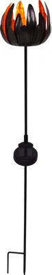 A solar-powered garden stake light shaped like a flower.