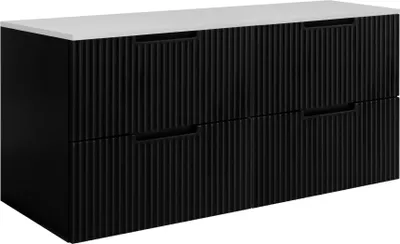 Zdjęcie produktu dla RODAN | Szafka Pod Umywalkę - Czarna i Biała - 120 cm - 4 Szuflady Softclose - Nowoczesna Szafka Łazienkowa
