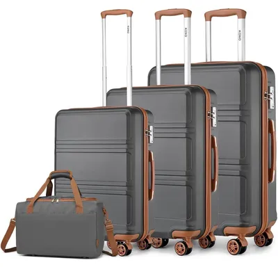 Productafbeelding van KONO Koffer set, 4-delig, harde schalen koffers met TSA-slot, bagageset, handbagage, middelgroot, groot, trolleys, Ryanair reistas (55/65/74 cm)