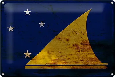 Produktbild von Blechschild Flagge Tokelau 30x20cm Flag of Tokelau Rost
