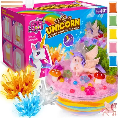 Produktbild von DIY Terrarium Set Einhorn mit LED Lampe, Bastelset für Kinder, 13 LED Farben, Fernbedienung, Kreativset ab 10 Jahren