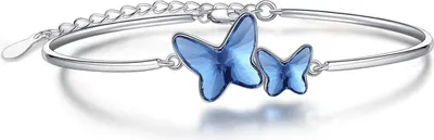 Image de 925 argent sterling dames bracelet papillon bleu cristal cadeau