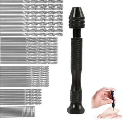Imagen del producto de Juego de brocas helicoidales para taladro manual, con 50 brocas en 5 tamaños, de 1 a 3 mm, para trabajos en madera