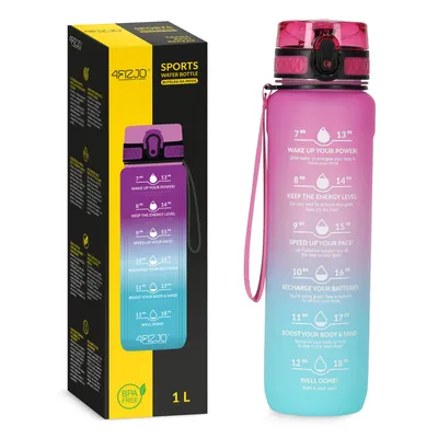 Obrázek produktu pro 4FIZJO Sportovní láhev na pití 1000 ml, tritanová, růžovo-modrá