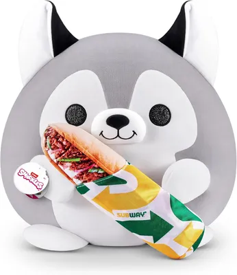 Productafbeelding van Super Sized 35 cm - Husky - Metro - By Knuffelig Squishy Comfort 35 cm pluche met licentiesnack merkaccessoire