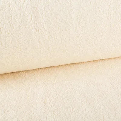 Produktbild von Plüschstoff Teddy Meterware Fleece Baumwoll Krimmer einfarbig ecru
