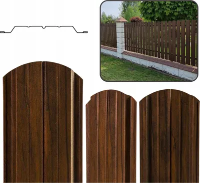 Zdjęcie produktu dla Lira Sztacheta Metalowa Ogrodzeniowa Ocynkowana Dwustronna Orzech 80 cm