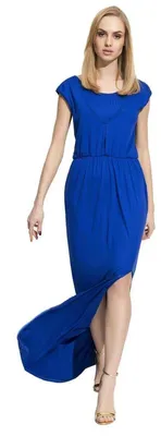 Produktbild von Damen Elegantes Kleid Maxikleid Abendkleid Cocktailkleid mit Schlitz; Blau L