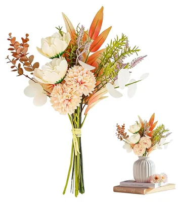 Kunstblumenstrauß mit Hortensien, Dahlien & Seidenblumen