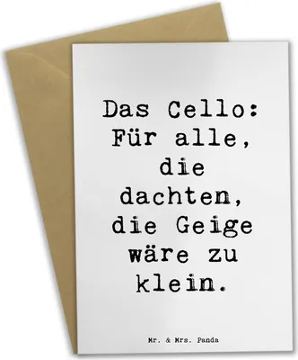 Produktbild von Mr. & Mrs. Panda Grußkarte Spruch Cello Magie - Weiß - Geschenk, Instrument lernen, Musikinstrument, Geschenkideen, weihnachtskarten, Motivkarte, glückwunschkarten, Musik