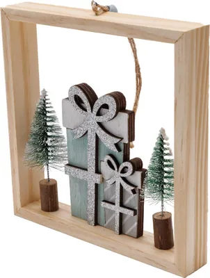 Produktbild von TrendLine Deko Weihnachtsanhänger Holz Geschenk 15 x 3 x 15 cm grün weiß