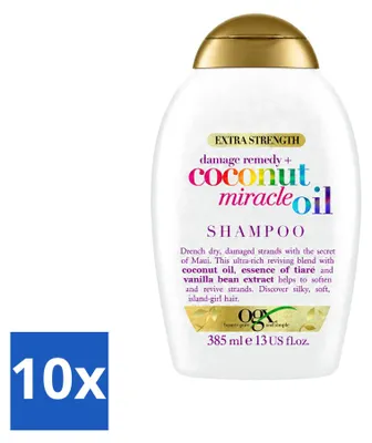 Produktbild von 10 x OGX Coconut Miracle Oil Shampoo für trockenes und geschädigtes Haar 385 ml - Vorteilspackung - 10 Stücke