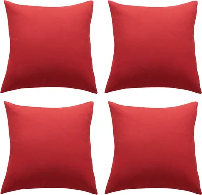 Produktbild von Outdoor Patio Balkon Wasserdichte Kissenbezüge Quadratischer Kissenbezug für Gartenzelt Couch(4 Stück,45*45cm,Rot)