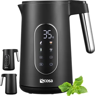 Produktbild von Ecosa Wasserkocher Edelstahl mit Temperatureinstellung (40°C-100°C) 1,7 Liter Teekocher Warmhaltefunktion LED Display mit Temperaturwahl 2200 Watt 100% BPA