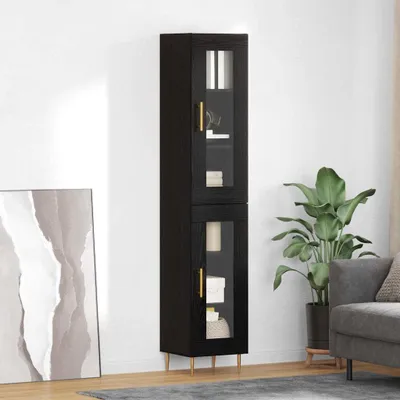 Produktbild von "Schlussverkauf" Highboard 2 Stück - Standschrank Mit Stauraum - Schwarz Eichen-Optik Glas  C6625