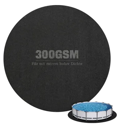 Image de Grondzeil rond, diamètre 400 cm - Matériau feutre durable - Antidérapant - Résistant à la déchirure - Tapis de piscine - Surface résistante à l'abrasion