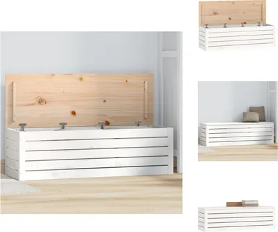 Zdjęcie produktu dla vidaXL Kufer biały 109x36,5x33 cm lite drewno sosnowe - Kredensy