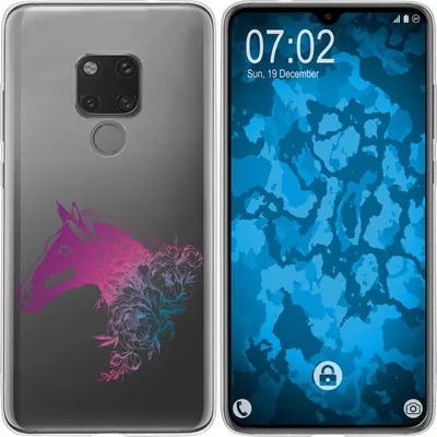 Produktbild von PhoneNatic Case kompatibel mit Huawei Mate 20 Silikon-Hülle Floral Pferd M5-6