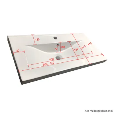 Produktbild von 5 teiliges Waschplatz Badmöbel Komplettset inkl. LED Beleuchtung hochglanz Weiss