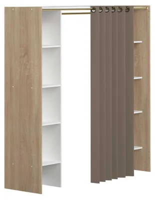 Produktbild von Garderobe Spike 112/185cm mit Vorhang - Eiche/Taupe