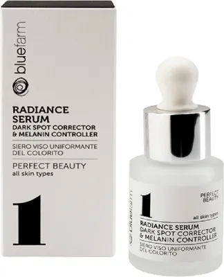 Produktbild von BLAUER BAUERNHOF | 1 Radiance Serum 15 ml: Korrektor für dunkle Flecken & Melanin-Kontrolle. Teint vereinheitlichendes Gesichtsserum, Skin Perfector, intensiv, aufhellend, reduziert Pickel, 15 ml