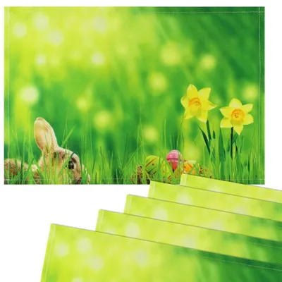 Produktbild von Tischsets Stoff Platzsets CLOTH Osterhase Osterglocke Wiese