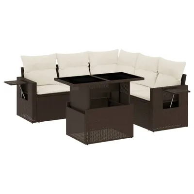 Productafbeelding van 6-delige Loungeset met kussens poly rattan bruin