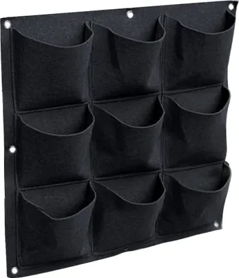 Produktbild von Wand Montiert Hängende Bepflanzung Taschen, Vertikal Grün Wachsen Pflanzer mit 9 Taschen für Balkon & Terrasse Wandbegrünung Haus Wand Balkon Garten (Schwarz)