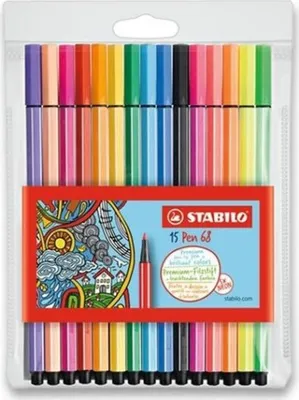 Produktbild von Premium-Filzstift - STABILO Pen 68 - 15er Pack - mit 15 verschiedenen Farben inklusive 5 Neonfarben